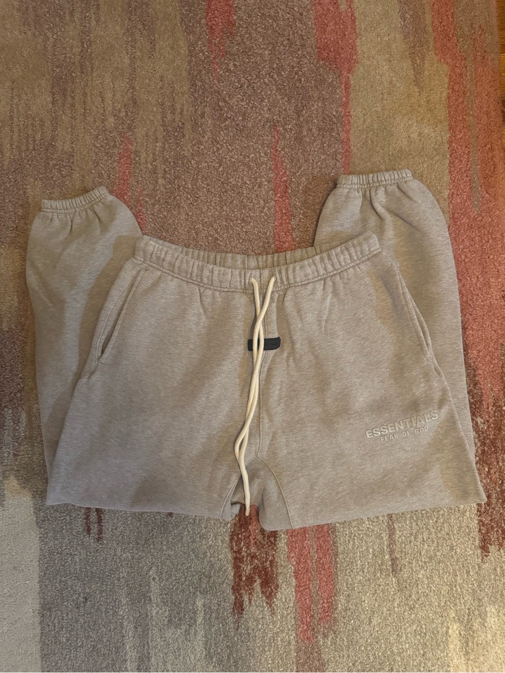 Essentials Beige Light Gray Elastic Waist Sweat Shorts